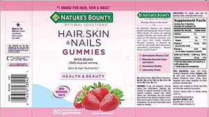 Frete Grátis Vitamina Cabelo Pele e Unha Nature's Bounty - 80 Gummies (Morango)